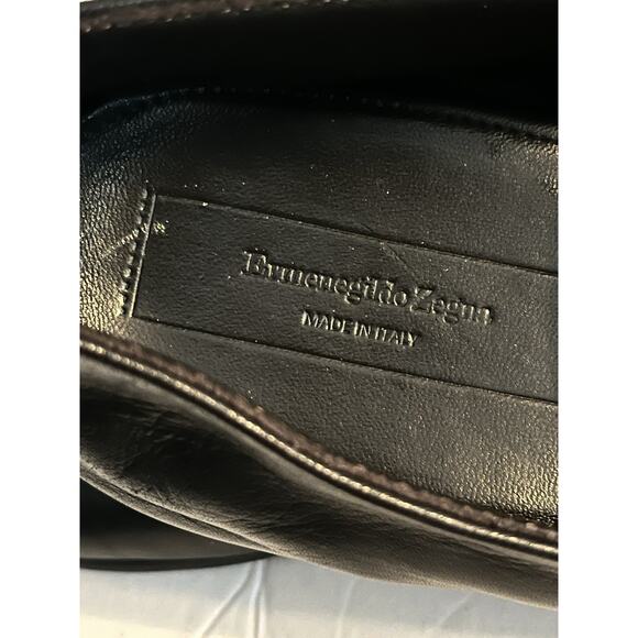 ERMENEGILDO ZEGNA L\'Asola Penny Loafers •Men US 8.5•Black Lambskin Leather Italy main image 10
